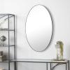 imageDeco 79 Wood Room Wall Mirror Oval Shaped Entryway Mirror with Thin Minimalistic Frame Wall Mounted Mirror 18quot x 1quot x 31quot BlackBlack