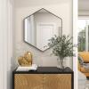 imageDeco 79 Wood Room Wall Mirror Oval Shaped Entryway Mirror with Thin Minimalistic Frame Wall Mounted Mirror 18quot x 1quot x 31quot BlackBlack