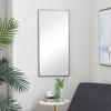 imageDeco 79 Wood Room Wall Mirror Oval Shaped Entryway Mirror with Thin Minimalistic Frame Wall Mounted Mirror 18quot x 1quot x 31quot BlackBlack