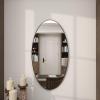 imageDeco 79 Wood Room Wall Mirror Oval Shaped Entryway Mirror with Thin Minimalistic Frame Wall Mounted Mirror 18quot x 1quot x 31quot BlackClear