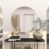 imageDeco 79 Wood Room Wall Mirror Oval Shaped Entryway Mirror with Thin Minimalistic Frame Wall Mounted Mirror 18quot x 1quot x 31quot BlackGold