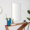 imageDeco 79 Wood Room Wall Mirror Oval Shaped Entryway Mirror with Thin Minimalistic Frame Wall Mounted Mirror 18quot x 1quot x 31quot BlackGold