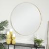 imageDeco 79 Wood Room Wall Mirror Oval Shaped Entryway Mirror with Thin Minimalistic Frame Wall Mounted Mirror 18quot x 1quot x 31quot BlackGold