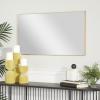 imageDeco 79 Wood Room Wall Mirror Oval Shaped Entryway Mirror with Thin Minimalistic Frame Wall Mounted Mirror 18quot x 1quot x 31quot BlackGold