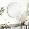imageDeco 79 Wood Room Wall Mirror Oval Shaped Entryway Mirror with Thin Minimalistic Frame Wall Mounted Mirror 18quot x 1quot x 31quot BlackGold