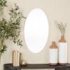 imageDeco 79 Wood Room Wall Mirror Oval Shaped Entryway Mirror with Thin Minimalistic Frame Wall Mounted Mirror 18quot x 1quot x 31quot BlackWhite