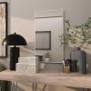 imageDeco 79 Wood Room Wall Mirror Oval Shaped Entryway Mirror with Thin Minimalistic Frame Wall Mounted Mirror 18quot x 1quot x 31quot BlackWhite