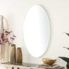 imageDeco 79 Wood Room Wall Mirror Oval Shaped Entryway Mirror with Thin Minimalistic Frame Wall Mounted Mirror 18quot x 1quot x 31quot BlackWhite