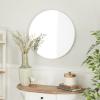 imageDeco 79 Wood Room Wall Mirror Oval Shaped Entryway Mirror with Thin Minimalistic Frame Wall Mounted Mirror 18quot x 1quot x 31quot BlackWhite