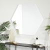 imageDeco 79 Wood Room Wall Mirror Oval Shaped Entryway Mirror with Thin Minimalistic Frame Wall Mounted Mirror 18quot x 1quot x 31quot BlackWhite