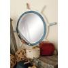 imageDeco 79 Wood Ship Wheel Room Wall Mirror Entryway Mirror with White Spokes and Sealife with Netting Accent Wall Mounted Mirror 25quot x 2quot x 25quot Blue