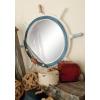 imageDeco 79 Wood Ship Wheel Room Wall Mirror Entryway Mirror with White Spokes and Sealife with Netting Accent Wall Mounted Mirror 25quot x 2quot x 25quot Blue