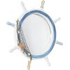 imageDeco 79 Wood Ship Wheel Room Wall Mirror Entryway Mirror with White Spokes and Sealife with Netting Accent Wall Mounted Mirror 25quot x 2quot x 25quot Blue