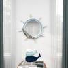 imageDeco 79 Wood Ship Wheel Room Wall Mirror Entryway Mirror with White Spokes and Sealife with Netting Accent Wall Mounted Mirror 25quot x 2quot x 25quot Blue