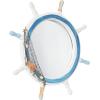 imageDeco 79 Wood Ship Wheel Room Wall Mirror Entryway Mirror with White Spokes and Sealife with Netting Accent Wall Mounted Mirror 25quot x 2quot x 25quot Blue