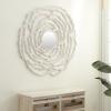 imageThe Novogratz Wooden Floral Room Wall Mirror Carved Entryway Mirror with Cutout Design Wall Mounted Mirror 45quot x 1quot x 45quot White