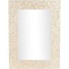 imageDeco 79 Mother of Pearl Shell Handmade Room Wall Mirror Mosaic Entryway Mirror with Blue Corners Wall Mounted Mirror 48quot x 1quot x 36quot Cream355L x 1W