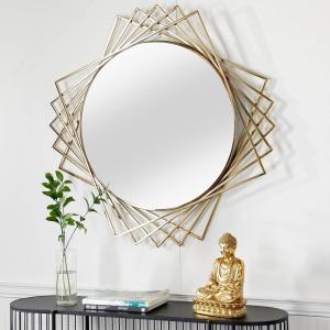 imageDeco 79 Metal Geometric Wall Mirror 42quot x 2quot x 42quot BlackBlack