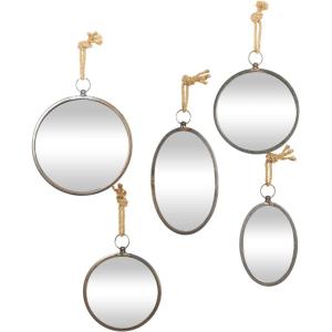 imageDeco 79 Metal Hanging Wall Mirror Set of 3 20quot 13quot 10quotW Dark GrayGray