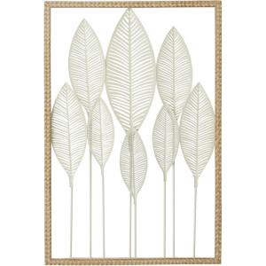 imageDeco 79 Metal Leaf Home Wall Decor Tall CutOut Wall Sculpture with Intricate Laser Cut Designs Wall Art 59quot x 1quot x 37quot BronzeWhite