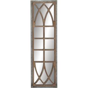 imageDeco 79 Wood Room Wall Mirror Window Pane Inspired Entryway Mirror Wall Mounted Mirror 15quot x 1quot x 52quot Brown