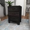 imageDeco 79 Faux Leather Room Cabinet Vintage Faux Leather Storage Cabinet with Buckles and Straps Detailing Accent Cabinet 19quot x 14quot x 28quot Dark Brown