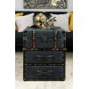 imageDeco 79 Linen Fabric Side End Accent Table Upholstered 2 Drawer End Table with Buckle Hinged Top Side Table 18quot x 18quot x 22quot BlueBlue