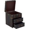 imageDeco 79 Linen Fabric Side End Accent Table Upholstered 2 Drawer End Table with Buckle Hinged Top Side Table 18quot x 18quot x 22quot BlueBlue