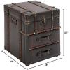 imageDeco 79 Linen Fabric Side End Accent Table Upholstered 2 Drawer End Table with Buckle Hinged Top Side Table 18quot x 18quot x 22quot BlueDark Brown