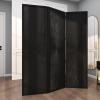 imageDeco 79 Mango Wood Partition Room Divider Screen Foldable Partition 3 Panel Privacy Screen with Carved Starburst Design Room Partition 59quot x 1quot x 70quot BlackBlack