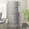 imageDeco 79 Mango Wood Partition Room Divider Screen Foldable Partition 3 Panel Privacy Screen with Carved Starburst Design Room Partition 59quot x 1quot x 70quot BlackGrey