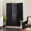 imageDeco 79 Mango Wood Partition Room Divider Screen Foldable Partition 3 Panel Privacy Screen with Carved Starburst Design Room Partition 59quot x 1quot x 70quot BlackBlack