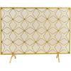 imageDeco 79 Metal Geometric Partition Room Divider Screen Hinged Foldable Arched Partition 3 Panel Privacy Screen Room Partition 50quot x 1quot x 69quot GoldGold
