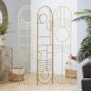 imageDeco 79 Metal Geometric Partition Room Divider Screen Hinged Foldable Arched Partition 3 Panel Privacy Screen Room Partition 50quot x 1quot x 69quot GoldGold