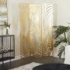 imageDeco 79 Metal Geometric Partition Room Divider Screen Hinged Foldable Arched Partition 3 Panel Privacy Screen Room Partition 50quot x 1quot x 69quot GoldGold