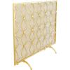 imageDeco 79 Metal Geometric Partition Room Divider Screen Hinged Foldable Arched Partition 3 Panel Privacy Screen Room Partition 50quot x 1quot x 69quot GoldGold