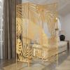 imageDeco 79 Metal Geometric Partition Room Divider Screen Hinged Foldable Arched Partition 3 Panel Privacy Screen Room Partition 50quot x 1quot x 69quot GoldGold