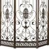 imageDeco 79 Metal Partition Room Divider Screen Hinged Foldable Arched Partition 5 Panel Privacy Screen with Relief Acanthus Design Room Partition 80quot x 1quot x 80quot Bronze