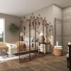 imageDeco 79 Metal Partition Room Divider Screen Hinged Foldable Arched Partition 5 Panel Privacy Screen with Relief Acanthus Design Room Partition 80quot x 1quot x 80quot Bronze