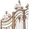 imageDeco 79 Metal Partition Room Divider Screen Hinged Foldable Arched Partition 5 Panel Privacy Screen with Relief Acanthus Design Room Partition 80quot x 1quot x 80quot Bronze