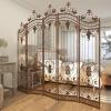imageDeco 79 Metal Partition Room Divider Screen Hinged Foldable Arched Partition 5 Panel Privacy Screen with Relief Acanthus Design Room Partition 80quot x 1quot x 80quot Bronze