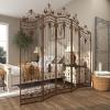 imageDeco 79 Metal Partition Room Divider Screen Hinged Foldable Arched Partition 5 Panel Privacy Screen with Relief Acanthus Design Room Partition 80quot x 1quot x 80quot Bronze