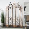 imageDeco 79 Metal Partition Room Divider Screen Hinged Foldable Arched Partition 5 Panel Privacy Screen with Relief Acanthus Design Room Partition 80quot x 1quot x 80quot Bronze