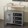 imageDeco 79 Metal Room Cabinet Army Surplus Style 3 Drawers 2 Shelves and 1 Door Storage Cabinet with Numbers and Text Accent Cabinet 36quot x 17quot x 32quot Gray