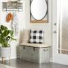 imageDeco 79 Metal Room Storage Bench Galvanized Entryway Bench with Cream Burlap Top Bench 50quot x 16quot x 18quot Gray38 x 16 x 19