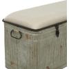 imageDeco 79 Metal Room Storage Bench Galvanized Entryway Bench with Cream Burlap Top Bench 50quot x 16quot x 18quot Gray38 x 16 x 19