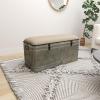 imageDeco 79 Metal Room Storage Bench Galvanized Entryway Bench with Cream Burlap Top Bench 50quot x 16quot x 18quot Gray38 x 16 x 19