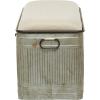 imageDeco 79 Metal Room Storage Bench Galvanized Entryway Bench with Cream Burlap Top Bench 50quot x 16quot x 18quot Gray38 x 16 x 19