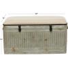 imageDeco 79 Metal Room Storage Bench Galvanized Entryway Bench with Cream Burlap Top Bench 50quot x 16quot x 18quot Gray38 x 16 x 19