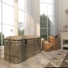 imageDeco 79 Metal Room Storage Bench Galvanized Entryway Bench with Cream Burlap Top Bench 50quot x 16quot x 18quot Gray38 x 16 x 19